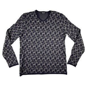 Giorgio Armani Black Label Sweater Men Sz 52 Geometric Made In Italy Old Money